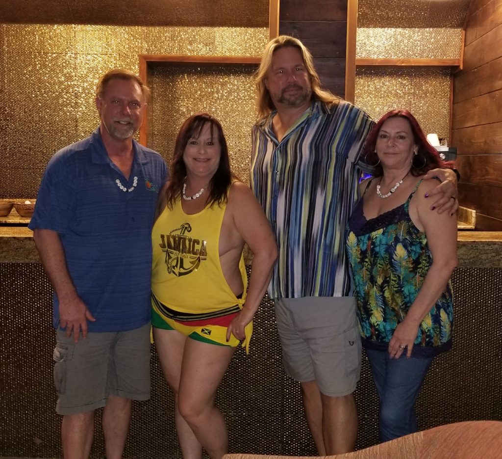 Tom and Bunny and Mark and Terri Maze at Hedonism II resort in Jamaica